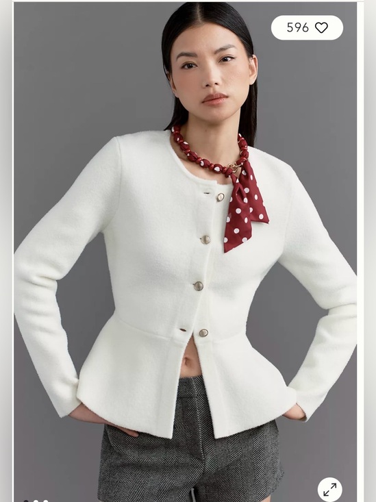 NVLT Jackets & Blazers - NWT NVLT Cream NVLT Sculpted Knit Collarless Blazer Jacket Peplum Sz S